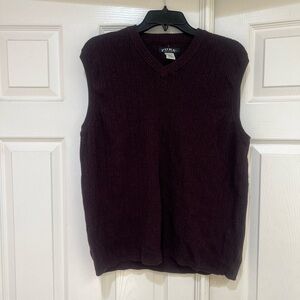 Made In Hong Kong Ribbed Knit Men’s Large V Neck‎ Brown Cotton Vest work sporty